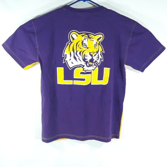 Pro-Edge Men Large LSU Tigers Tee Geaux Tigers Purple Back and Gold Front - Picture 1 of 5